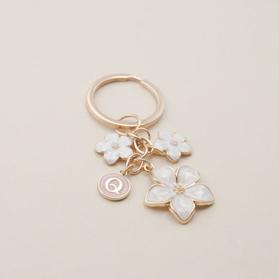 Flower Charms Keychain with Custom Name Initial